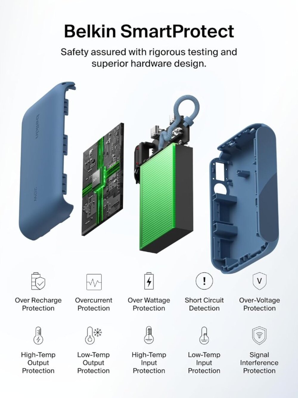 Belkin Slim 10,000mAh USB-C Portable Charger Power Bank - Blue - Picture 5 of 10